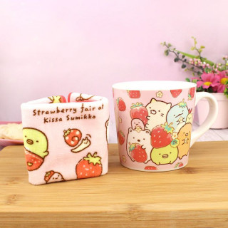 Set Mug et Serviette San-X Sumikko Gurashi - Fraise / Tamtokki.com - Boutique Kawaii en France IM#10160