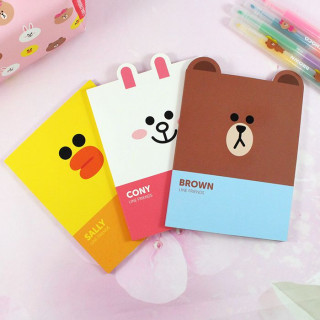 Ensemble de 3 carnets de note Line Friends, avec Brown, Cony et Sally